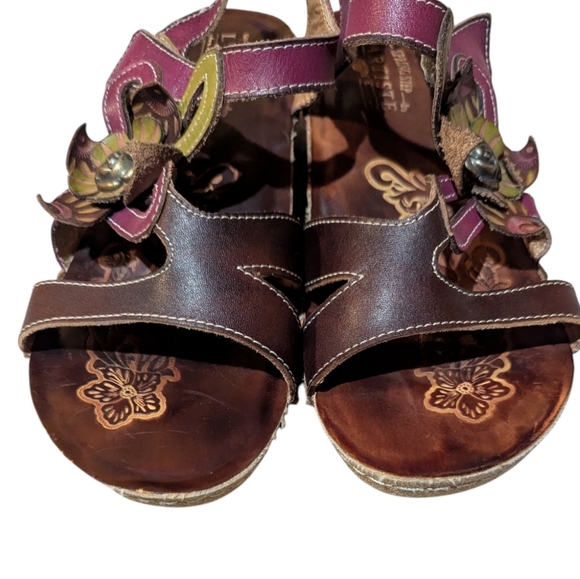 L’Artiste Spring Step Pelagia Sandals Leather Floral Sling Back Sz 40 US 9 - Picture 3 of 5